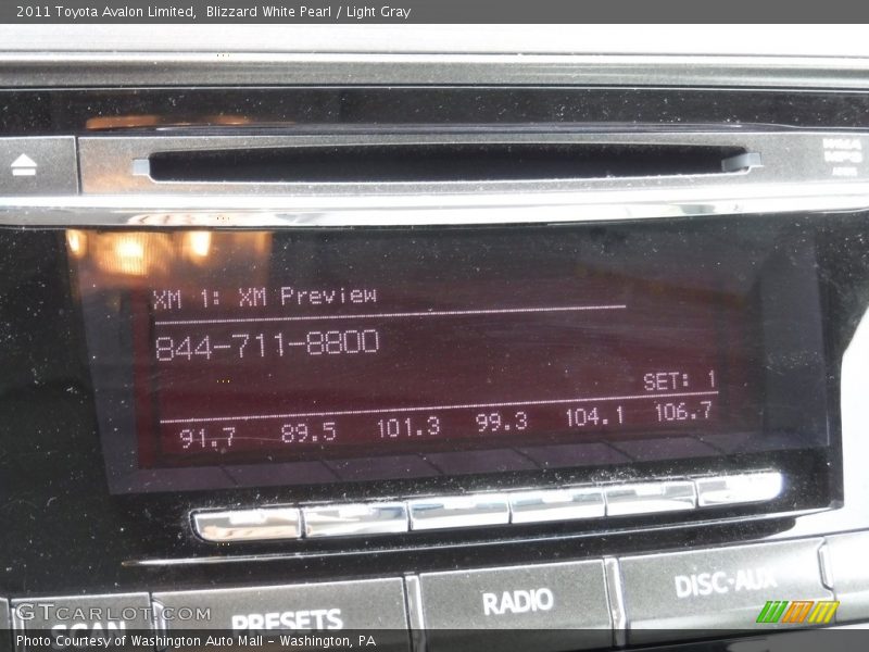 Blizzard White Pearl / Light Gray 2011 Toyota Avalon Limited