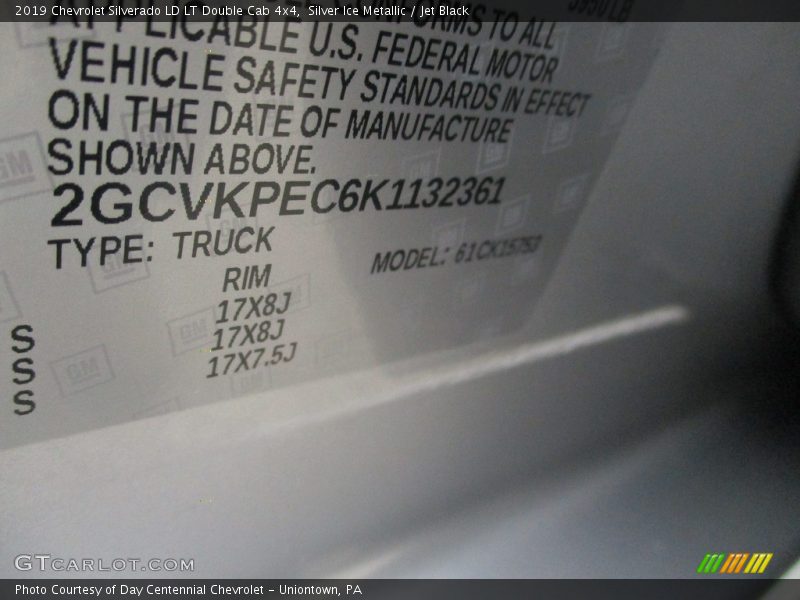 Silver Ice Metallic / Jet Black 2019 Chevrolet Silverado LD LT Double Cab 4x4