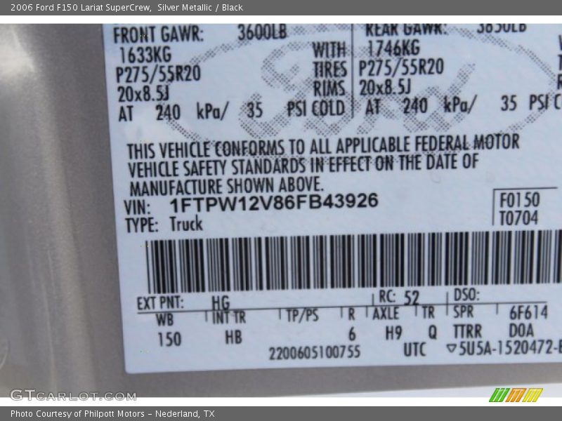 Silver Metallic / Black 2006 Ford F150 Lariat SuperCrew