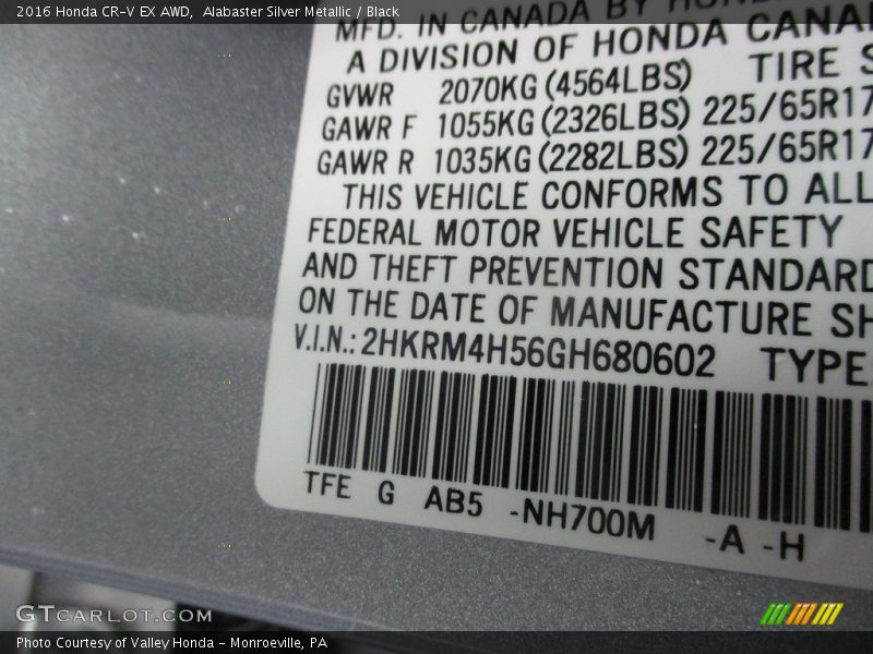 Alabaster Silver Metallic / Black 2016 Honda CR-V EX AWD
