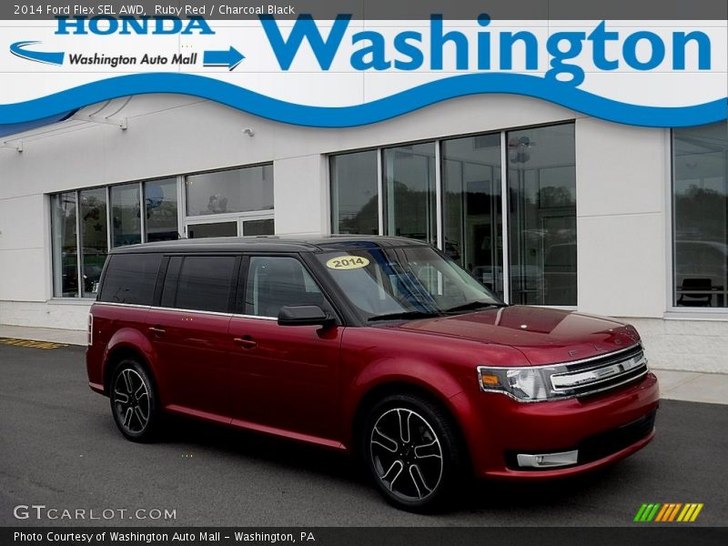 Ruby Red / Charcoal Black 2014 Ford Flex SEL AWD
