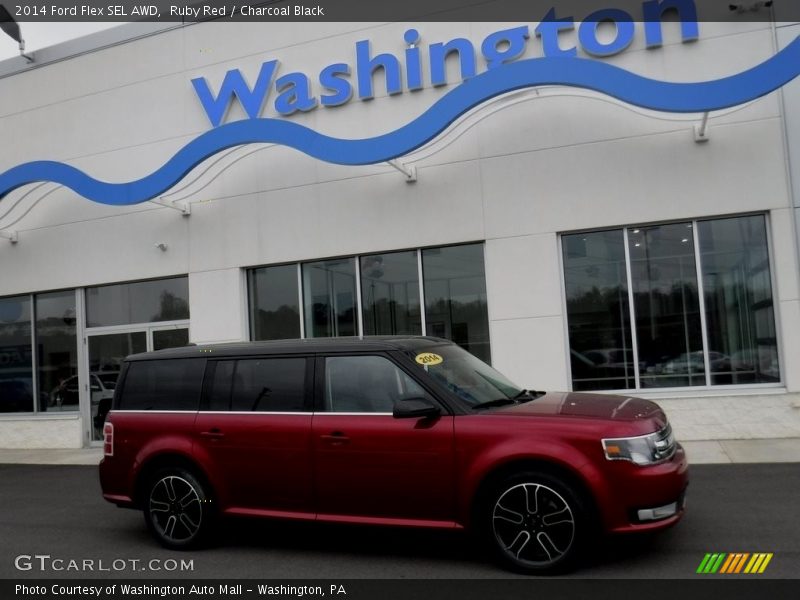 Ruby Red / Charcoal Black 2014 Ford Flex SEL AWD