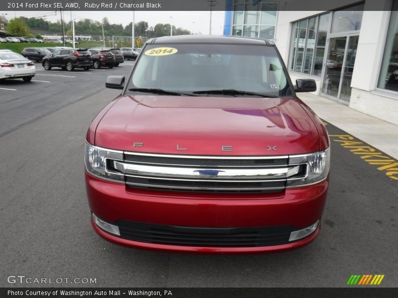 Ruby Red / Charcoal Black 2014 Ford Flex SEL AWD