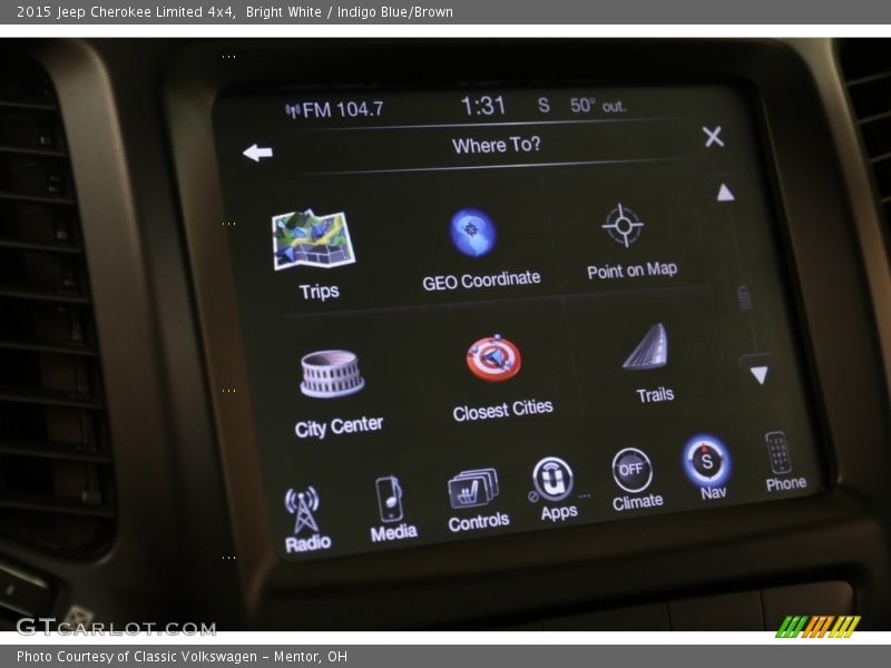 Bright White / Indigo Blue/Brown 2015 Jeep Cherokee Limited 4x4
