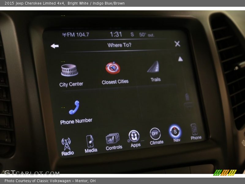 Bright White / Indigo Blue/Brown 2015 Jeep Cherokee Limited 4x4