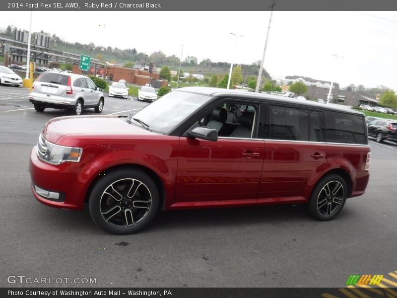 Ruby Red / Charcoal Black 2014 Ford Flex SEL AWD