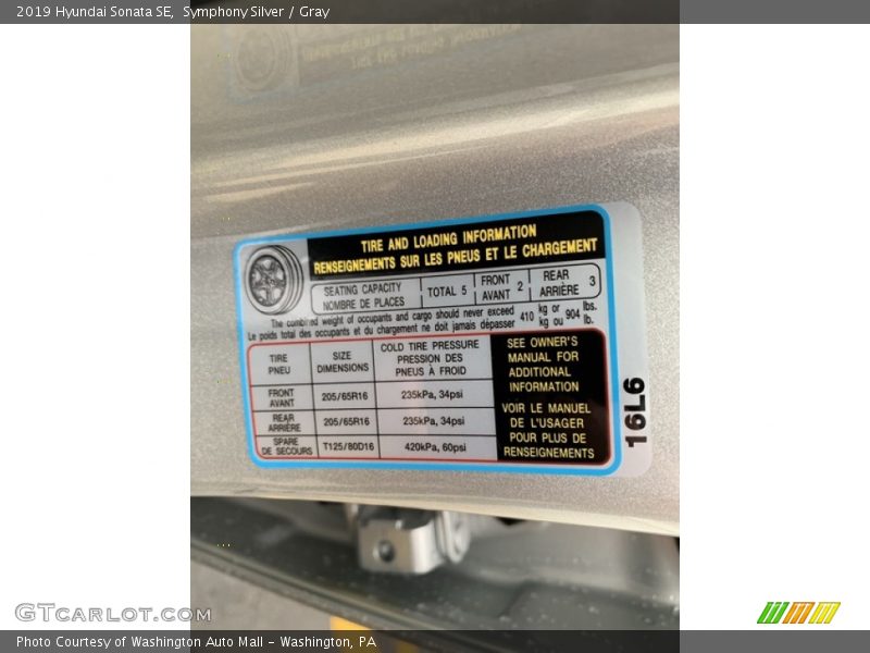 Symphony Silver / Gray 2019 Hyundai Sonata SE