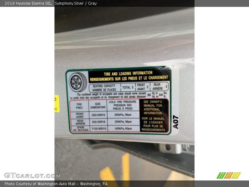 Symphony Silver / Gray 2019 Hyundai Elantra SEL