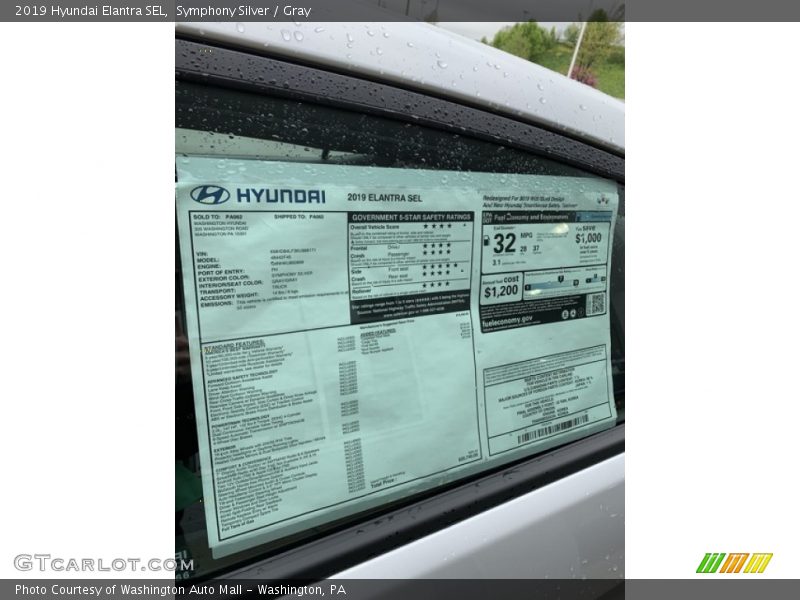 Symphony Silver / Gray 2019 Hyundai Elantra SEL