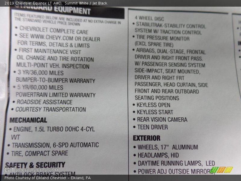 Summit White / Jet Black 2019 Chevrolet Equinox LT AWD