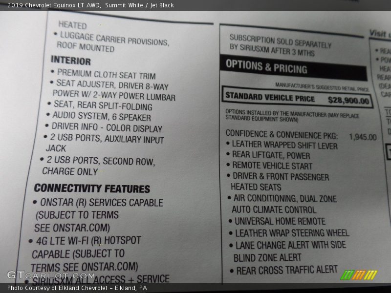 Summit White / Jet Black 2019 Chevrolet Equinox LT AWD