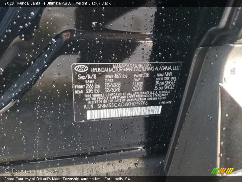 Twilight Black / Black 2019 Hyundai Santa Fe Ultimate AWD
