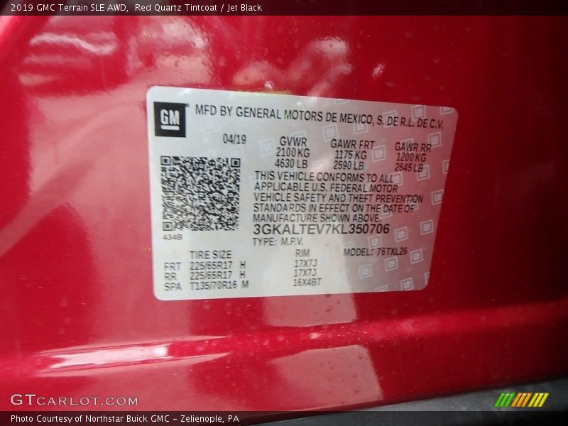 Red Quartz Tintcoat / Jet Black 2019 GMC Terrain SLE AWD
