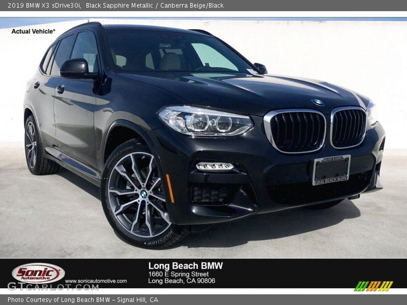 Black Sapphire Metallic / Canberra Beige/Black 2019 BMW X3 sDrive30i