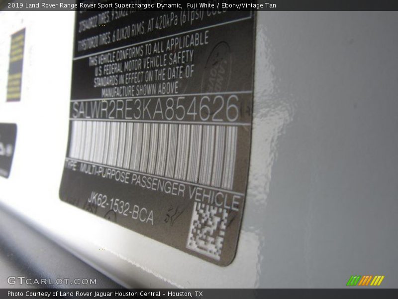Fuji White / Ebony/Vintage Tan 2019 Land Rover Range Rover Sport Supercharged Dynamic
