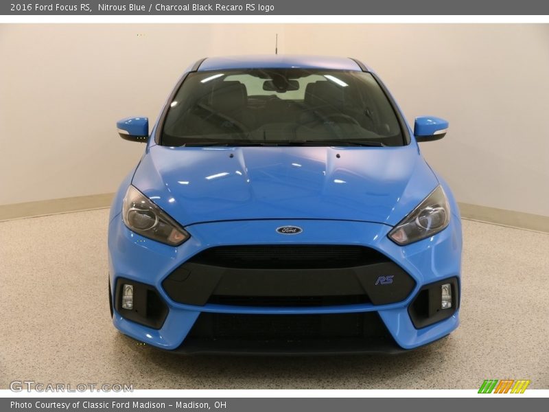 Nitrous Blue / Charcoal Black Recaro RS logo 2016 Ford Focus RS