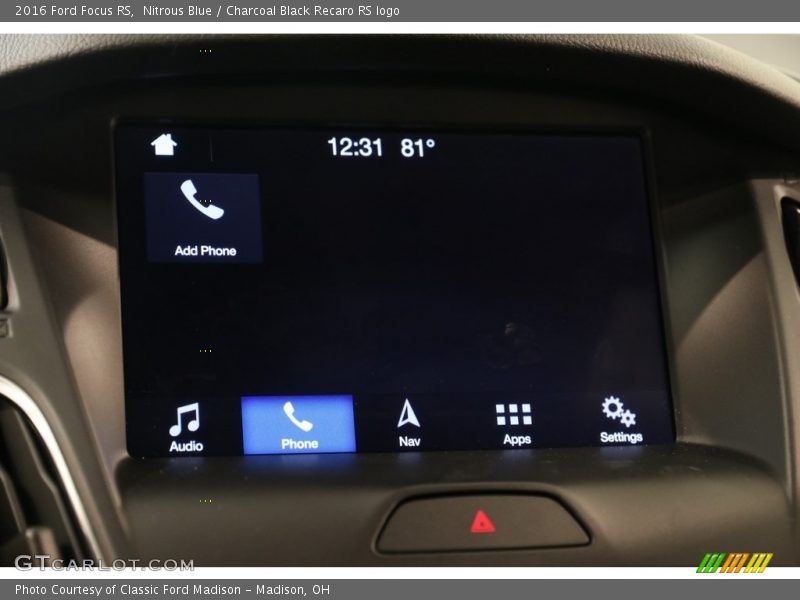 Nitrous Blue / Charcoal Black Recaro RS logo 2016 Ford Focus RS