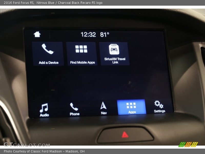 Nitrous Blue / Charcoal Black Recaro RS logo 2016 Ford Focus RS