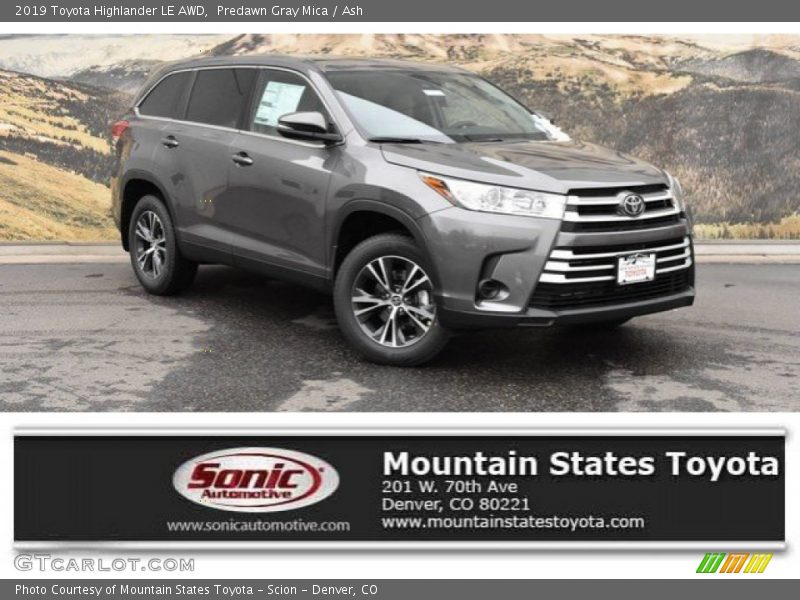 Predawn Gray Mica / Ash 2019 Toyota Highlander LE AWD
