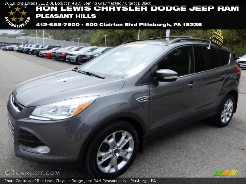 Sterling Gray Metallic / Charcoal Black 2013 Ford Escape SEL 2.0L EcoBoost 4WD