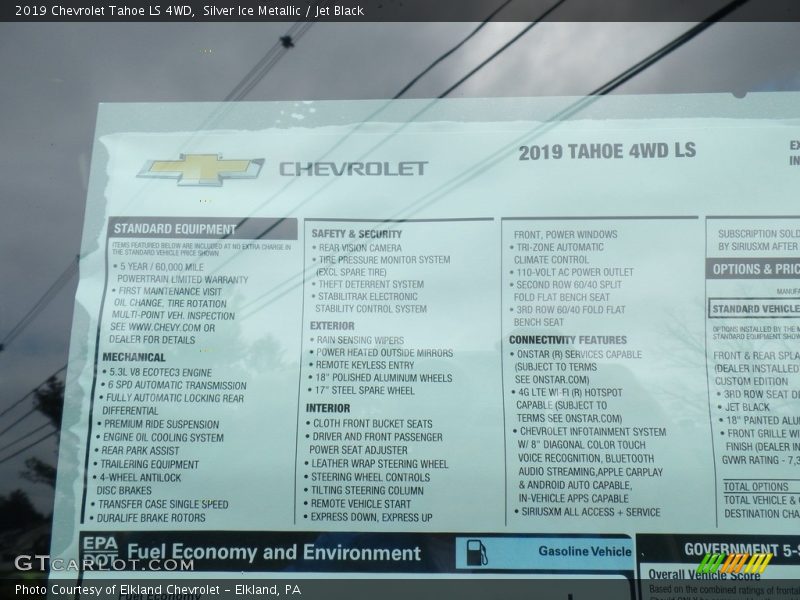 Silver Ice Metallic / Jet Black 2019 Chevrolet Tahoe LS 4WD