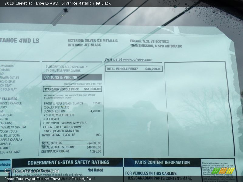 Silver Ice Metallic / Jet Black 2019 Chevrolet Tahoe LS 4WD