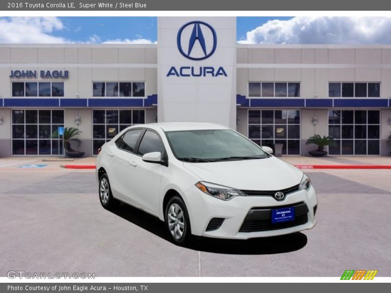 Super White / Steel Blue 2016 Toyota Corolla LE