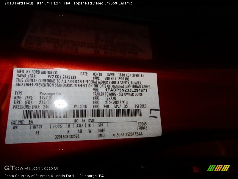 Hot Pepper Red / Medium Soft Ceramic 2018 Ford Focus Titanium Hatch