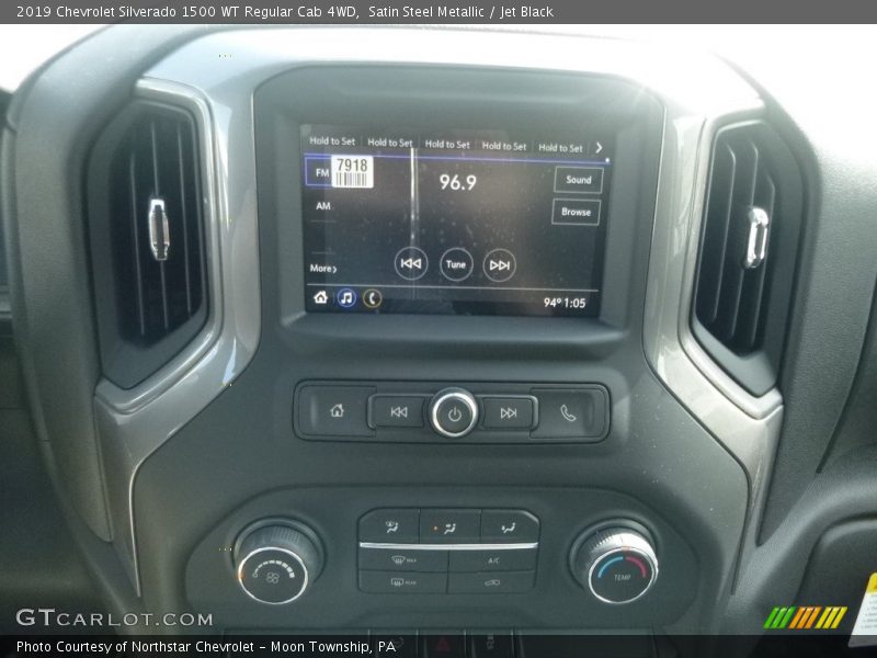Satin Steel Metallic / Jet Black 2019 Chevrolet Silverado 1500 WT Regular Cab 4WD