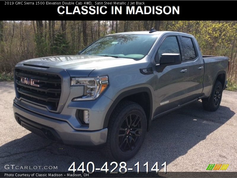 Satin Steel Metallic / Jet Black 2019 GMC Sierra 1500 Elevation Double Cab 4WD