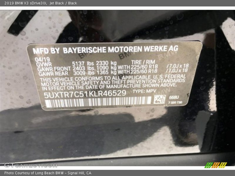 Jet Black / Black 2019 BMW X3 sDrive30i