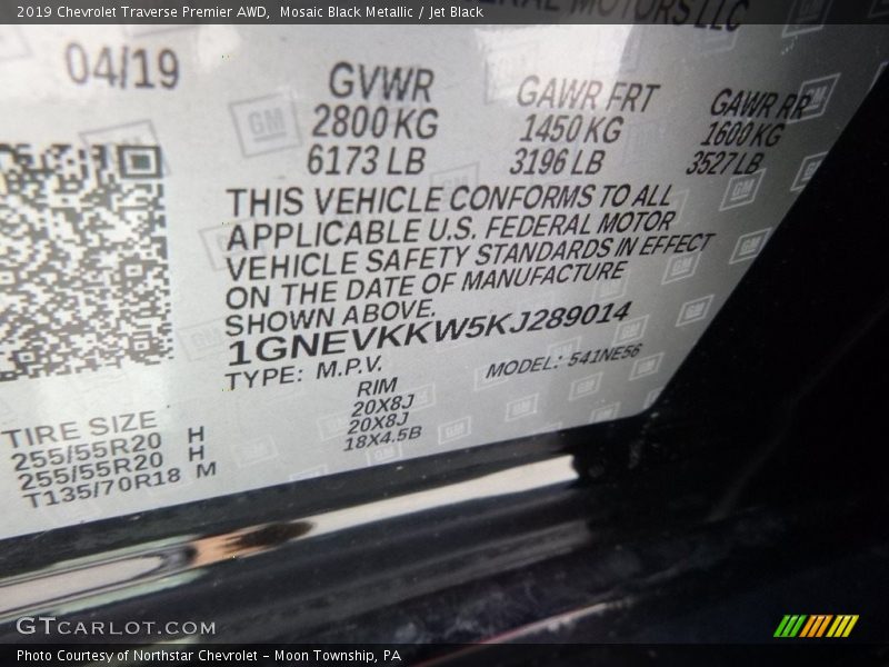 Mosaic Black Metallic / Jet Black 2019 Chevrolet Traverse Premier AWD