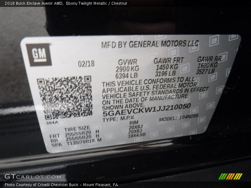 Ebony Twilight Metallic / Chestnut 2018 Buick Enclave Avenir AWD