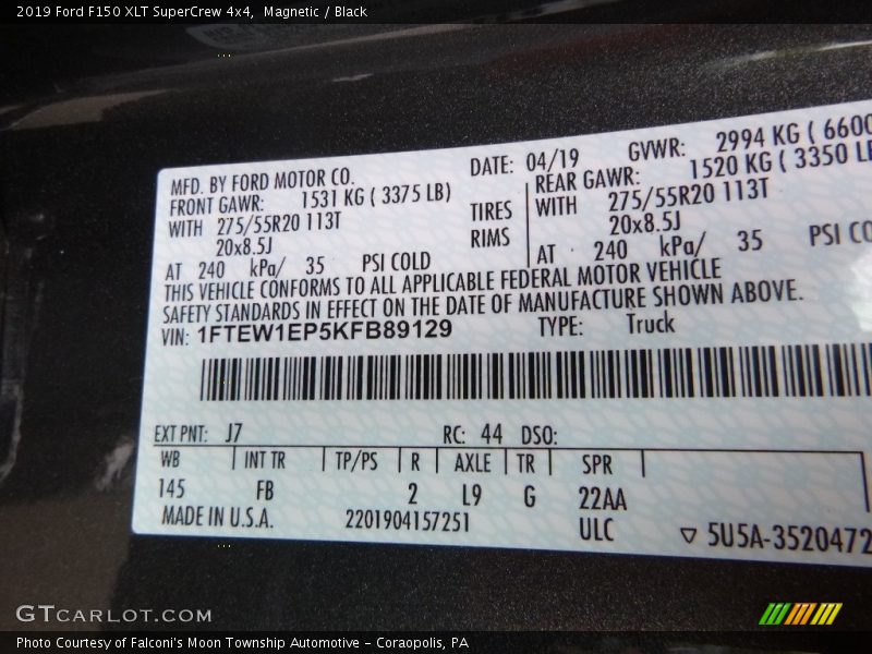 Magnetic / Black 2019 Ford F150 XLT SuperCrew 4x4