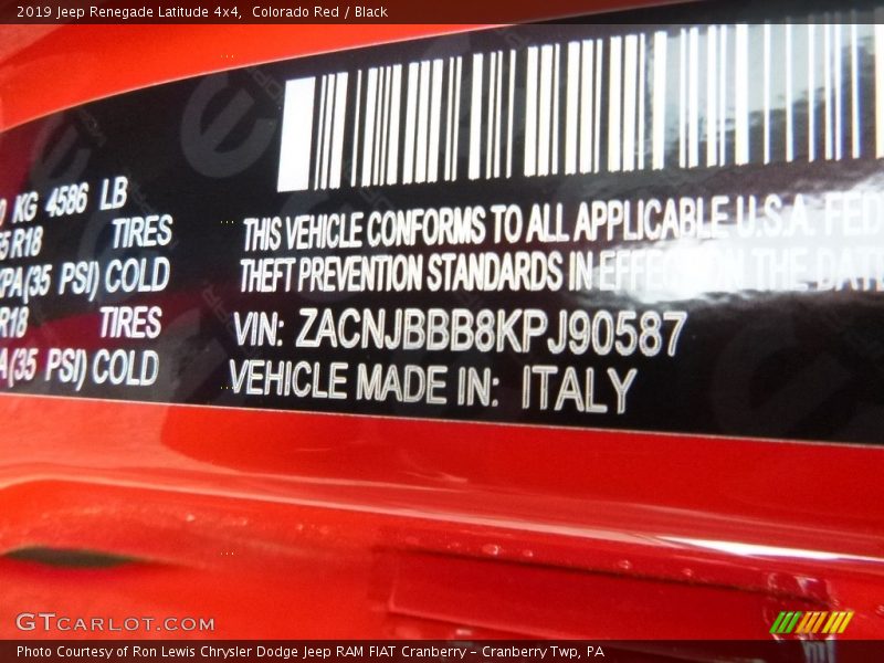 Colorado Red / Black 2019 Jeep Renegade Latitude 4x4