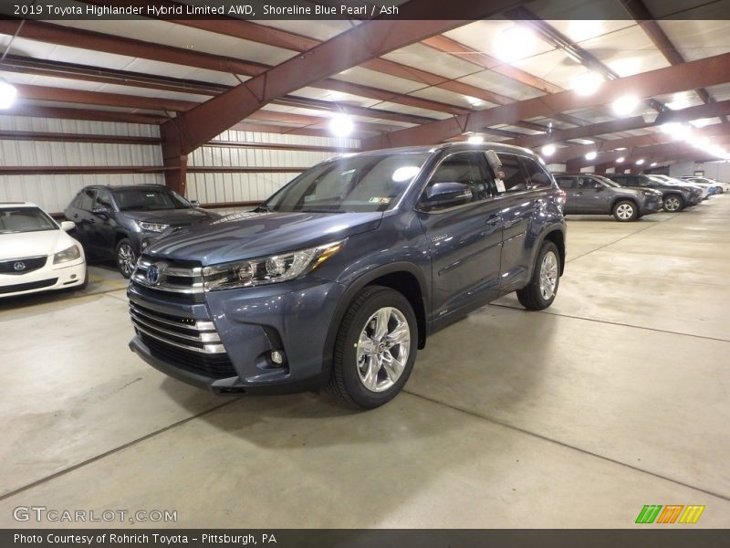 Shoreline Blue Pearl / Ash 2019 Toyota Highlander Hybrid Limited AWD