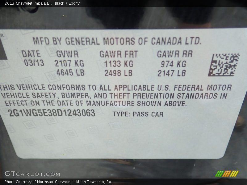 Black / Ebony 2013 Chevrolet Impala LT