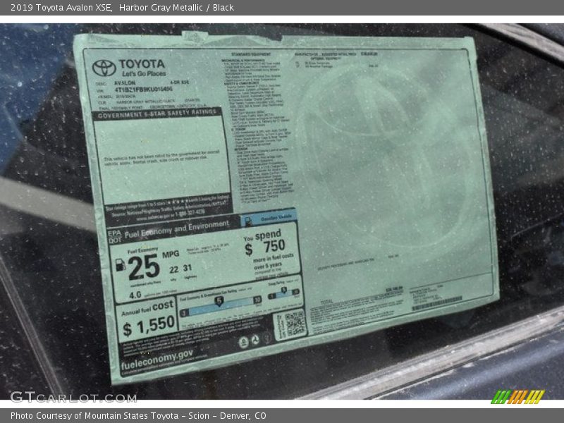 Harbor Gray Metallic / Black 2019 Toyota Avalon XSE