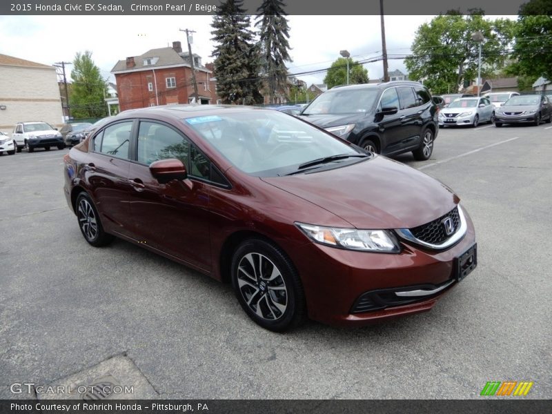 Crimson Pearl / Beige 2015 Honda Civic EX Sedan