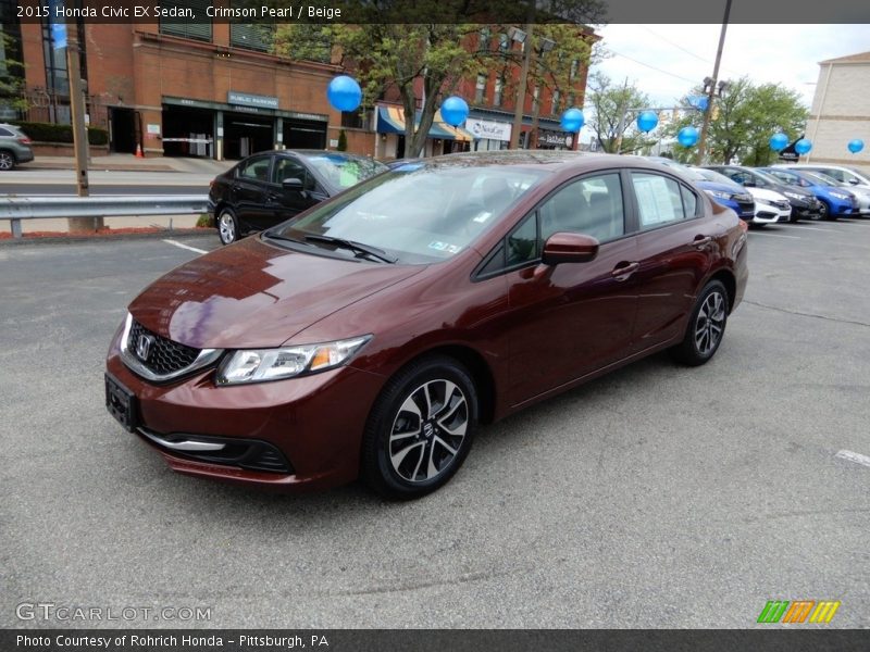 Crimson Pearl / Beige 2015 Honda Civic EX Sedan