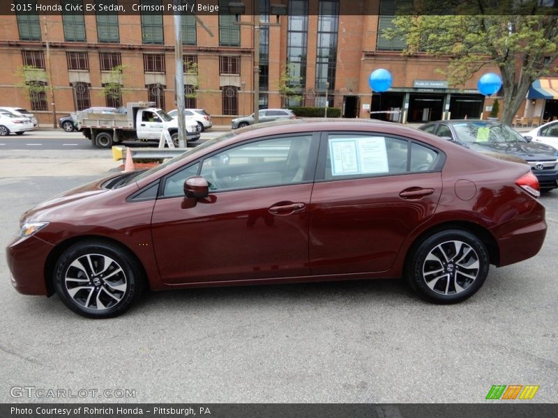 Crimson Pearl / Beige 2015 Honda Civic EX Sedan