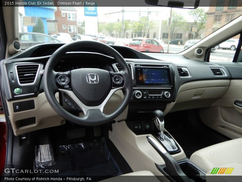 Crimson Pearl / Beige 2015 Honda Civic EX Sedan