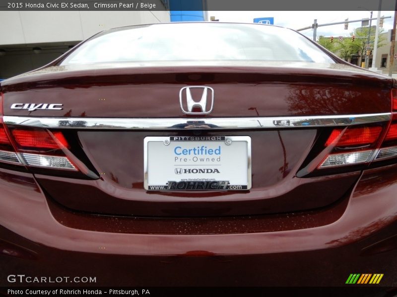 Crimson Pearl / Beige 2015 Honda Civic EX Sedan