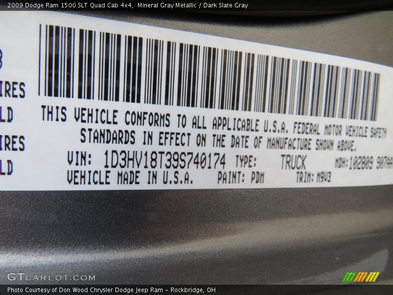 Mineral Gray Metallic / Dark Slate Gray 2009 Dodge Ram 1500 SLT Quad Cab 4x4