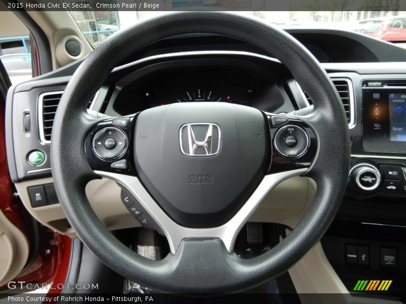 Crimson Pearl / Beige 2015 Honda Civic EX Sedan
