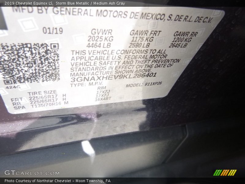 Storm Blue Metallic / Medium Ash Gray 2019 Chevrolet Equinox LS