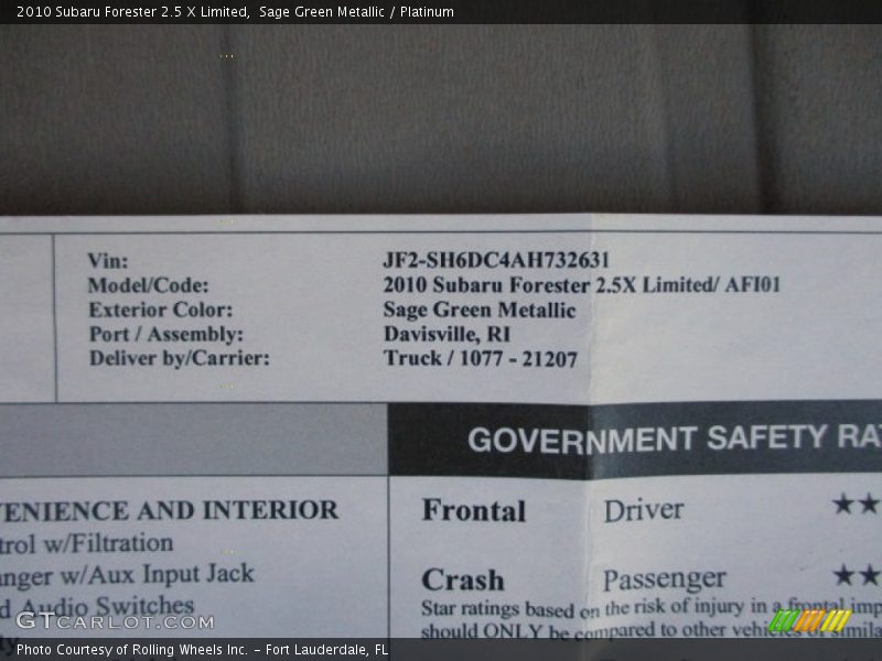 Sage Green Metallic / Platinum 2010 Subaru Forester 2.5 X Limited