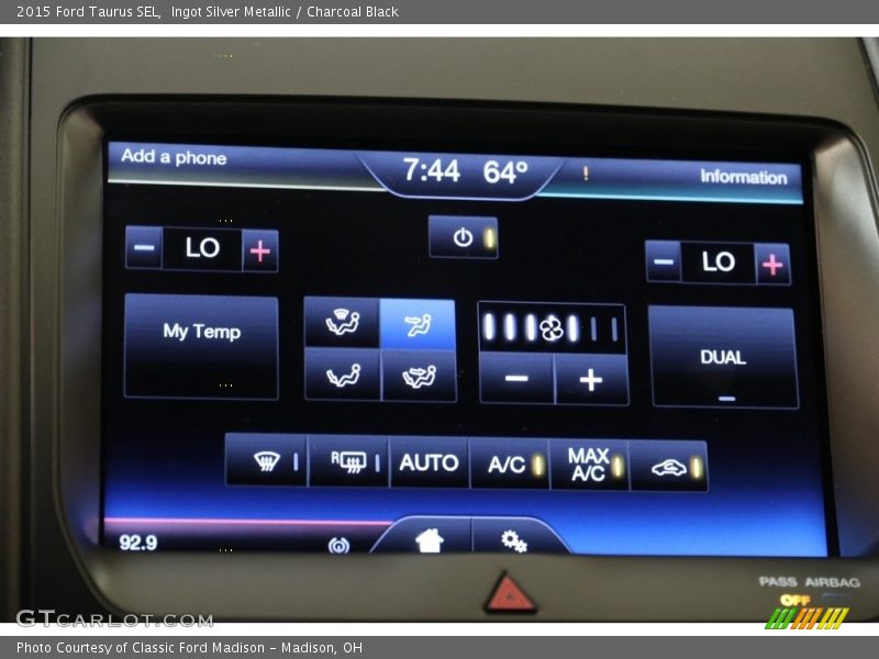 Ingot Silver Metallic / Charcoal Black 2015 Ford Taurus SEL