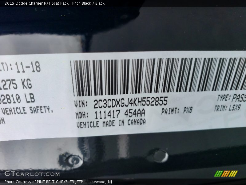 Pitch Black / Black 2019 Dodge Charger R/T Scat Pack