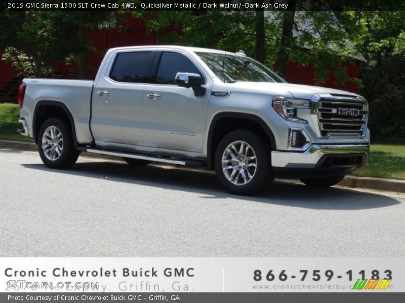 Quicksilver Metallic / Dark Walnut/­Dark Ash Grey 2019 GMC Sierra 1500 SLT Crew Cab 4WD